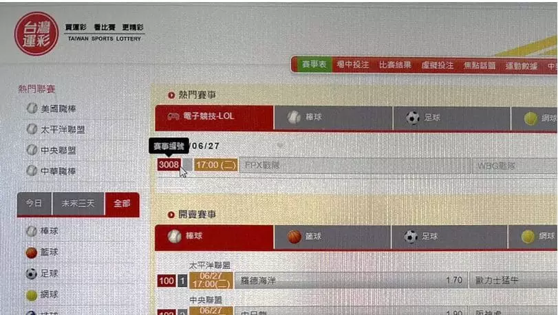 賽事編號示意圖